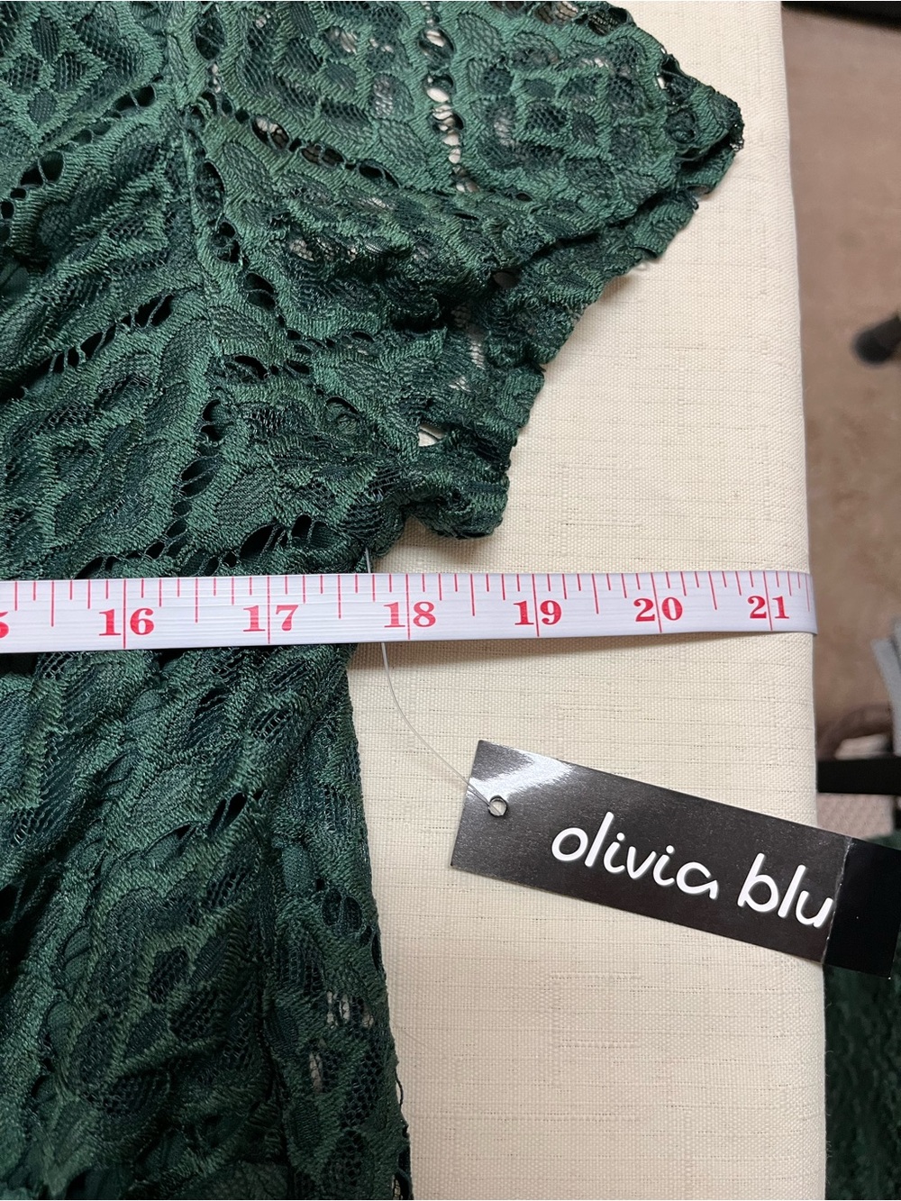 NWT Olivia Blu petite XL green lace blouse - Picture 5 of 13